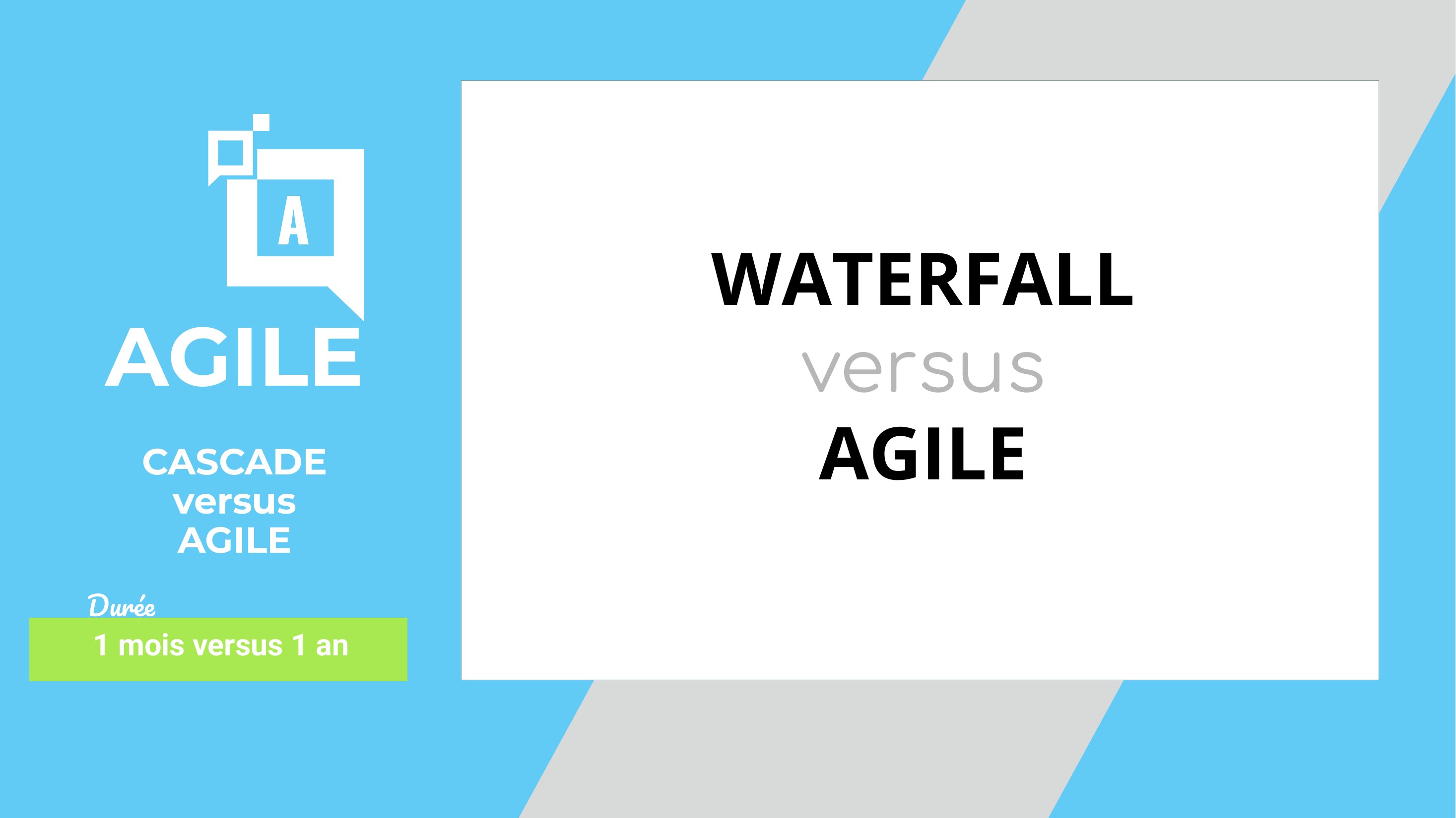 AGILE - CASCADE - versus - AGILE - Durée - 1 mois versus 1 an - A - WATERFALL - versus - AGILE
