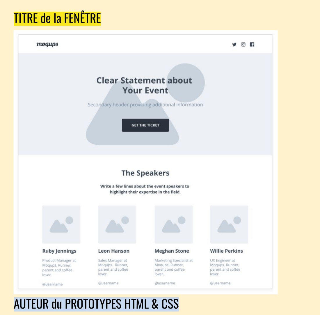 TITRE de la FENÊTRE - AUTEUR du PROTOTYPES HTML & CSS