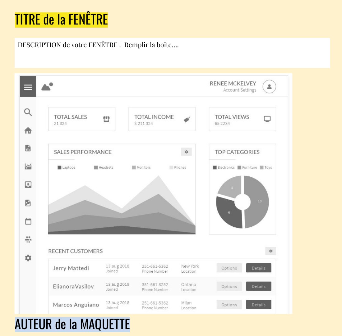 TITRE de la FENÊTRE - DESCRIPTION de votre FENÊTRE ! Remplir la boîte…. - AUTEUR de la MAQUETTE