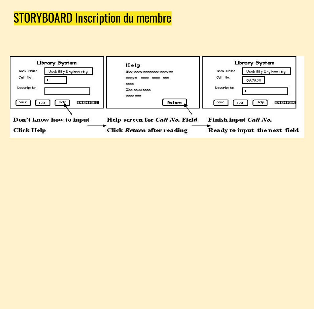 STORYBOARD Inscription du membre