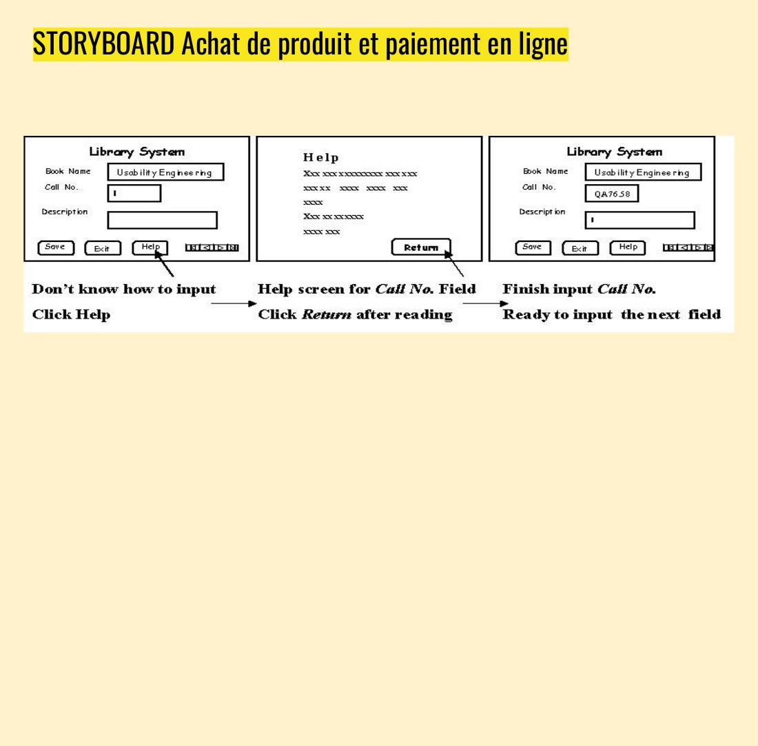 STORYBOARD Achat de produit et paiement en ligne