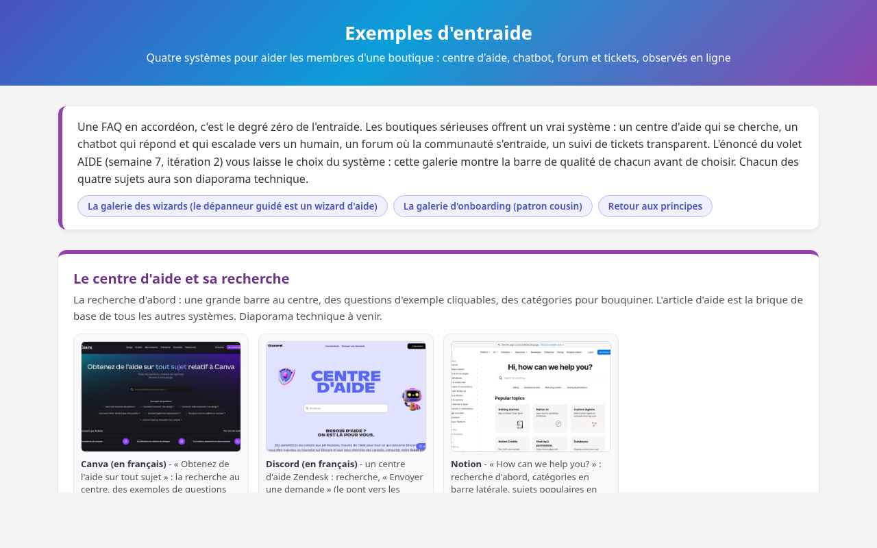 Galerie Exemples d'entraide
