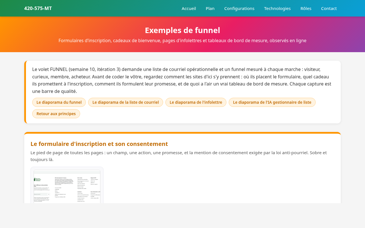 Galerie Exemples de funnel
