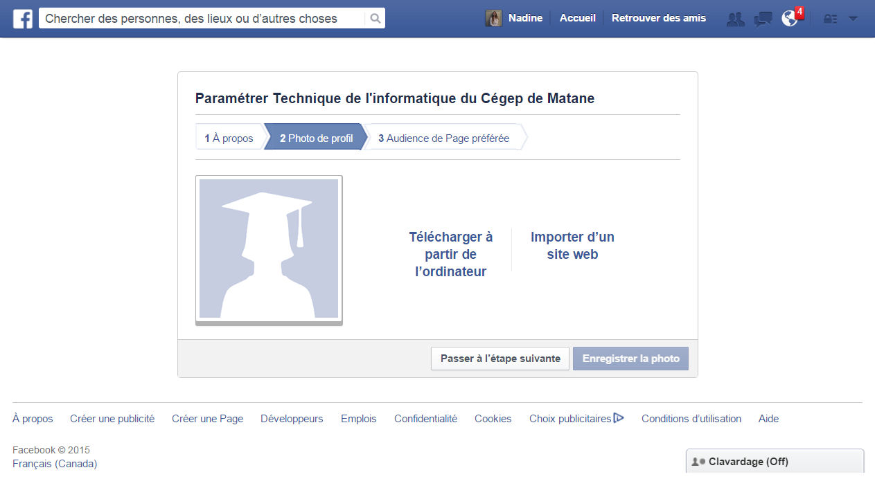 Facebook étape 2 : photo de profil