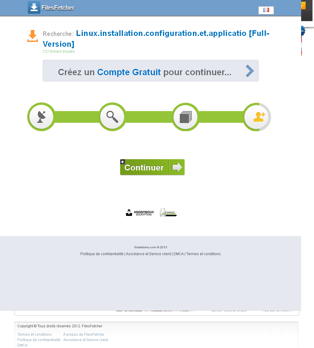 Faux assistant de téléchargement en quatre pictogrammes