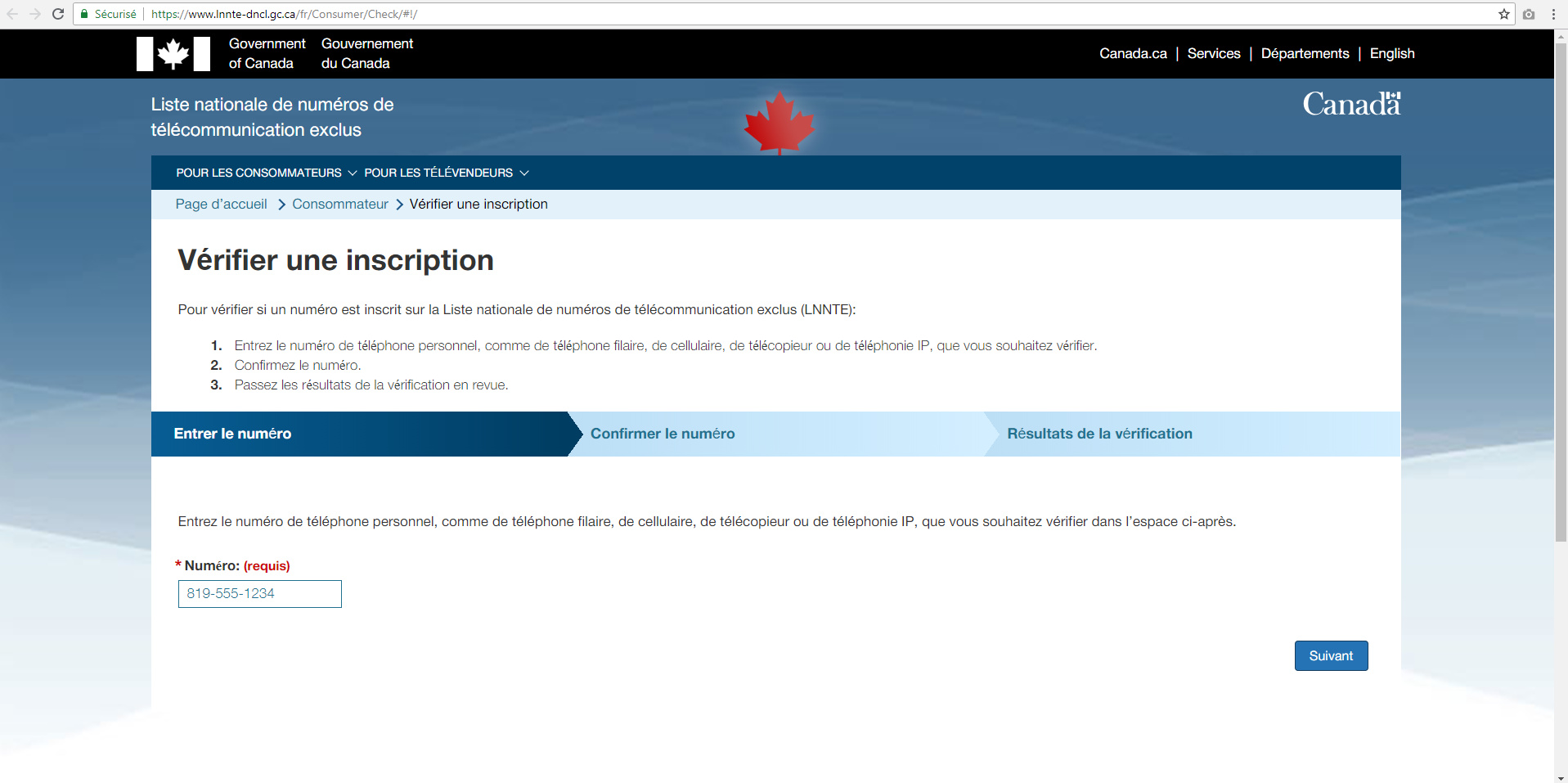 Gouvernement du Canada : trois étapes en chevrons