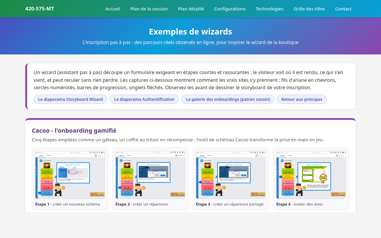 Galerie Exemples de wizards