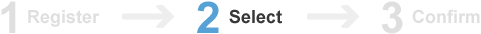 Patron minimal : register, select, confirm