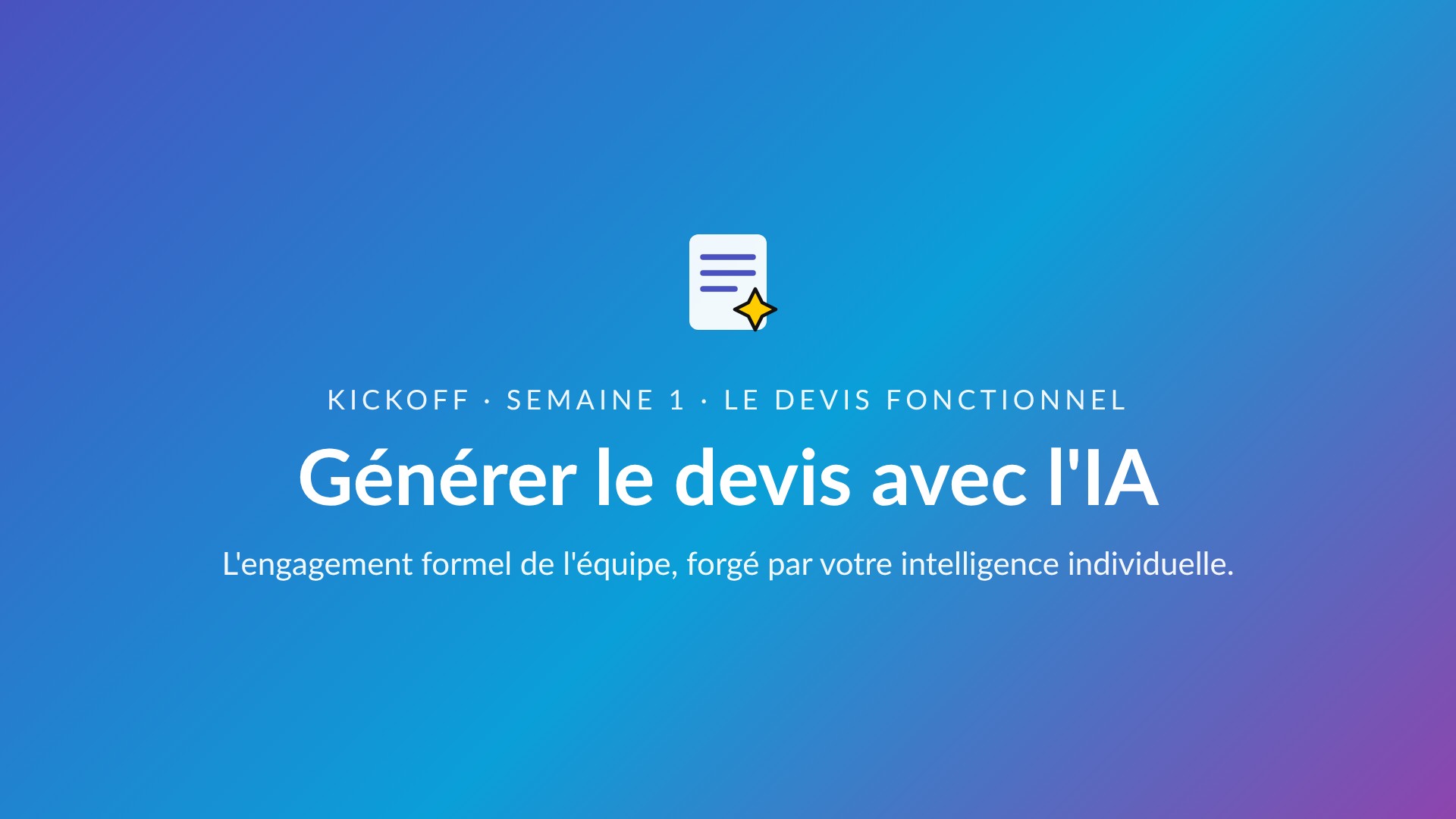 Première diapositive du diaporama Générer le devis avec l'IA