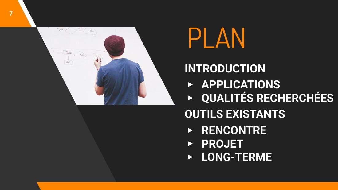 PLAN - INTRODUCTION - APPLICATIONS - QUALITÉS RECHERCHÉES - OUTILS EXISTANTS - RENCONTRE - PROJET - LONG-TERME - ‹#›