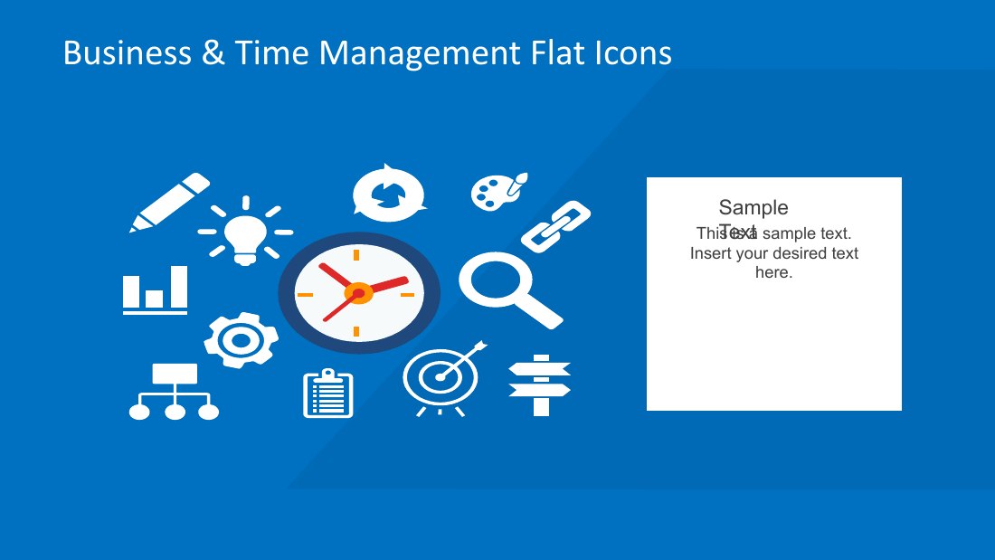 Business & Time Management Flat Icons - This is a sample text. Insert your desired text here. - Sample Text