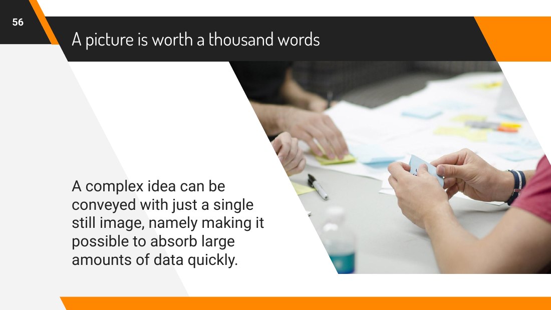 A picture is worth a thousand words - A complex idea can be conveyed with just a single still image, namely making it possible to absorb large amounts of data quickly. - ‹#›