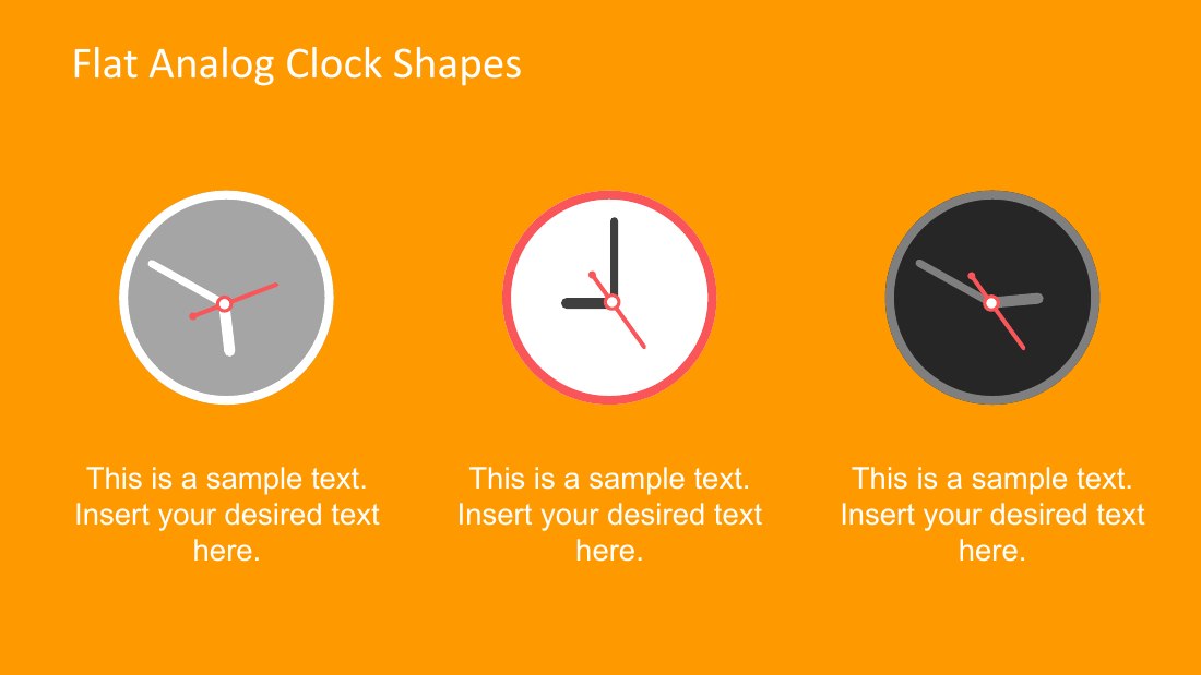 Flat Analog Clock Shapes - This is a sample text. Insert your desired text here. - This is a sample text. Insert your desired text here. - This is a sample text. Insert your desired text here.