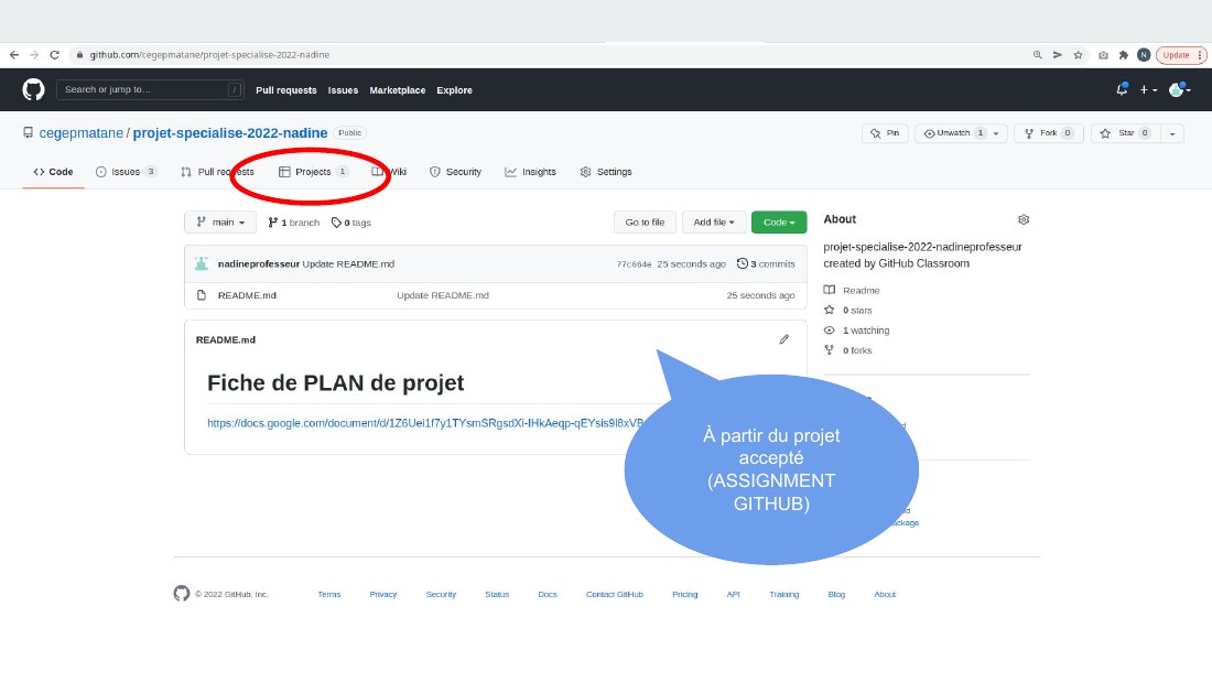 À partir du projet accepté (ASSIGNMENT GITHUB)