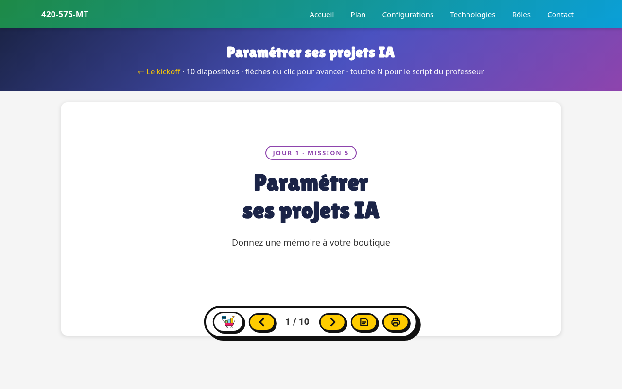 Aperçu du diaporama Paramétrer ses projets IA