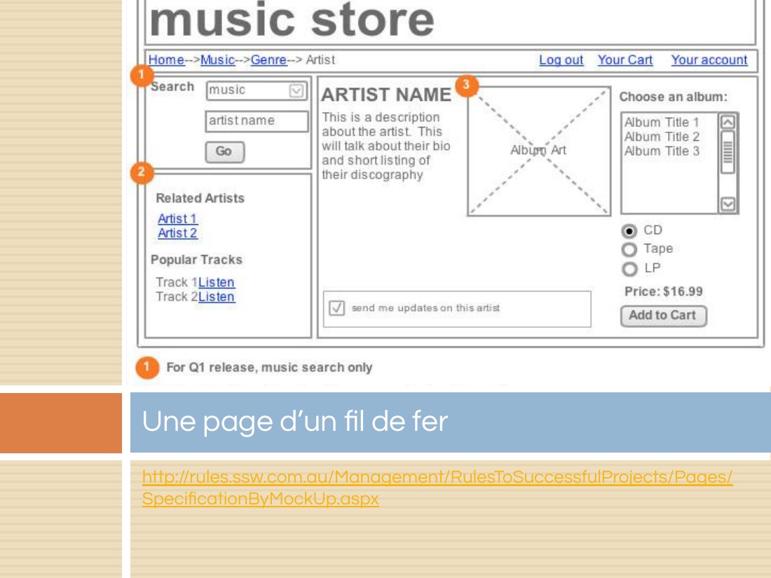 http://rules.ssw.com.au/Management/RulesToSuccessfulProjects/Pages/SpecificationByMockUp.aspx - Une page d’un fil de fer