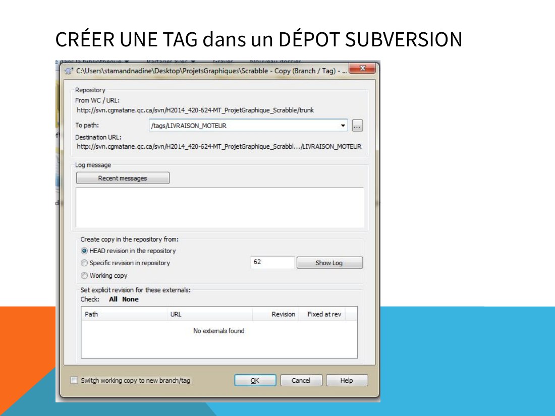 CRÉER UNE TAG dans un DÉPOT SUBVERSION