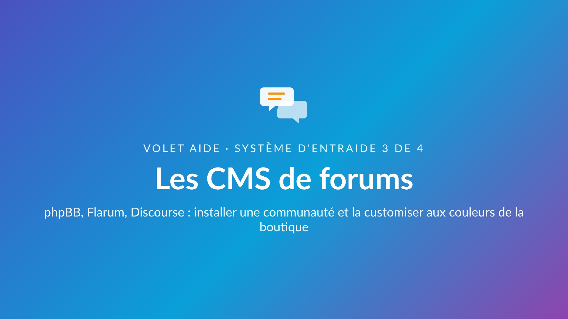 Première diapositive du diaporama Les CMS de forums