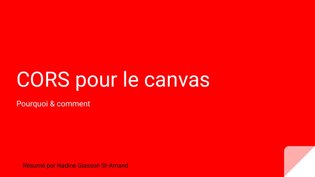 CORS pour le canvas - Pourquoi & comment - Résumé par Nadine Giasson St-Amand