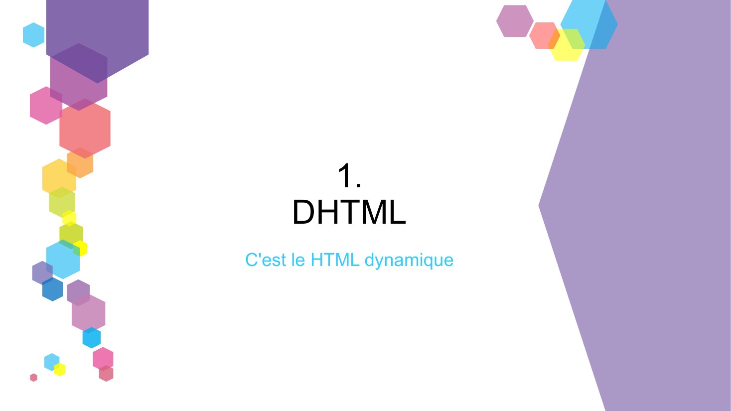 1. - DHTML - C'est le HTML dynamique