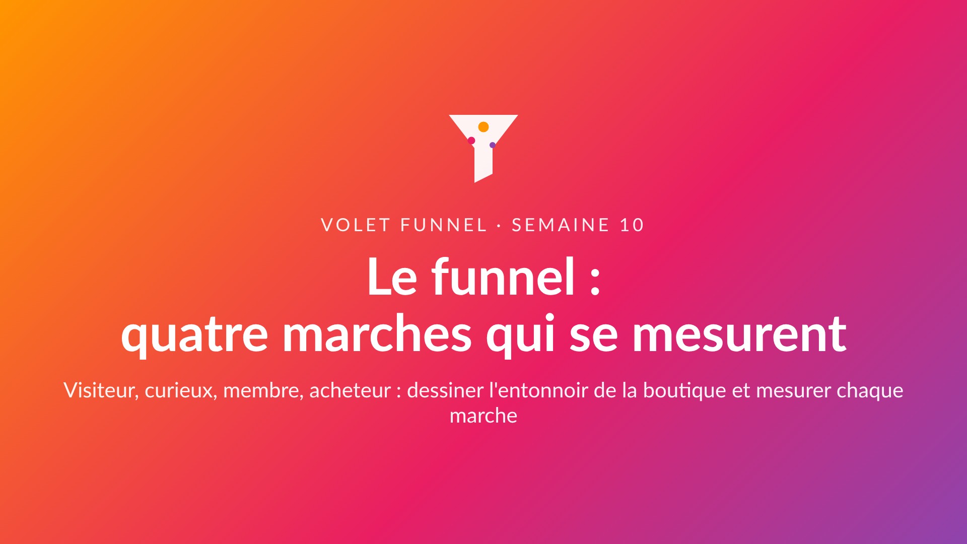 Première diapositive du diaporama Le funnel : quatre marches qui se mesurent