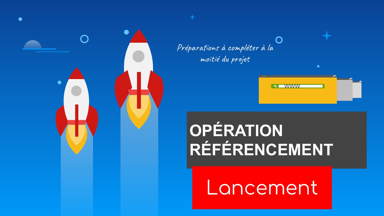 OPÉRATION - RÉFÉRENCEMENT - Lancement - Préparations à compléter à la moitié du projet - WWW.