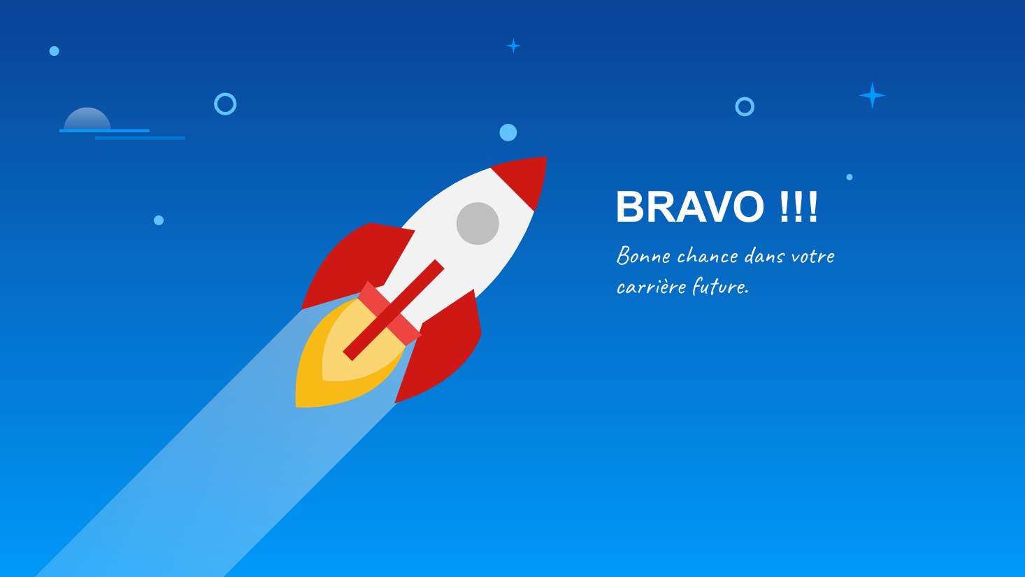 BRAVO !!! - Bonne chance dans votre carrière future.